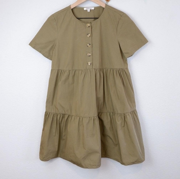 MADEWELL Tunic Olive Green Dress Lagenlook OVERSIZED Small - Picture 2 of 9